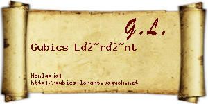 Gubics Lóránt névjegykártya